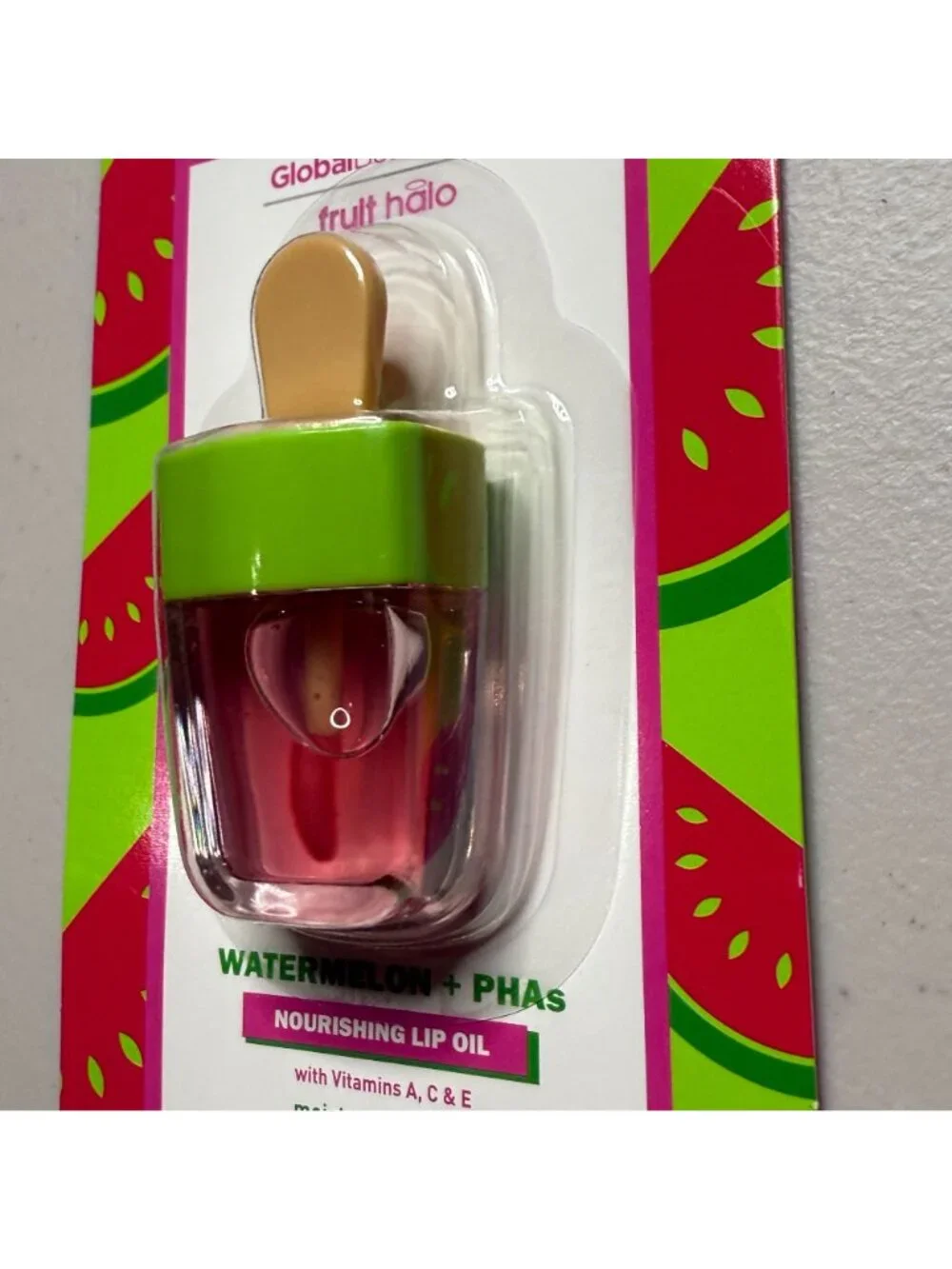 Global Beauty Care Watermelon Lip Oil Fruit Halo Nourishing Lip Gloss New